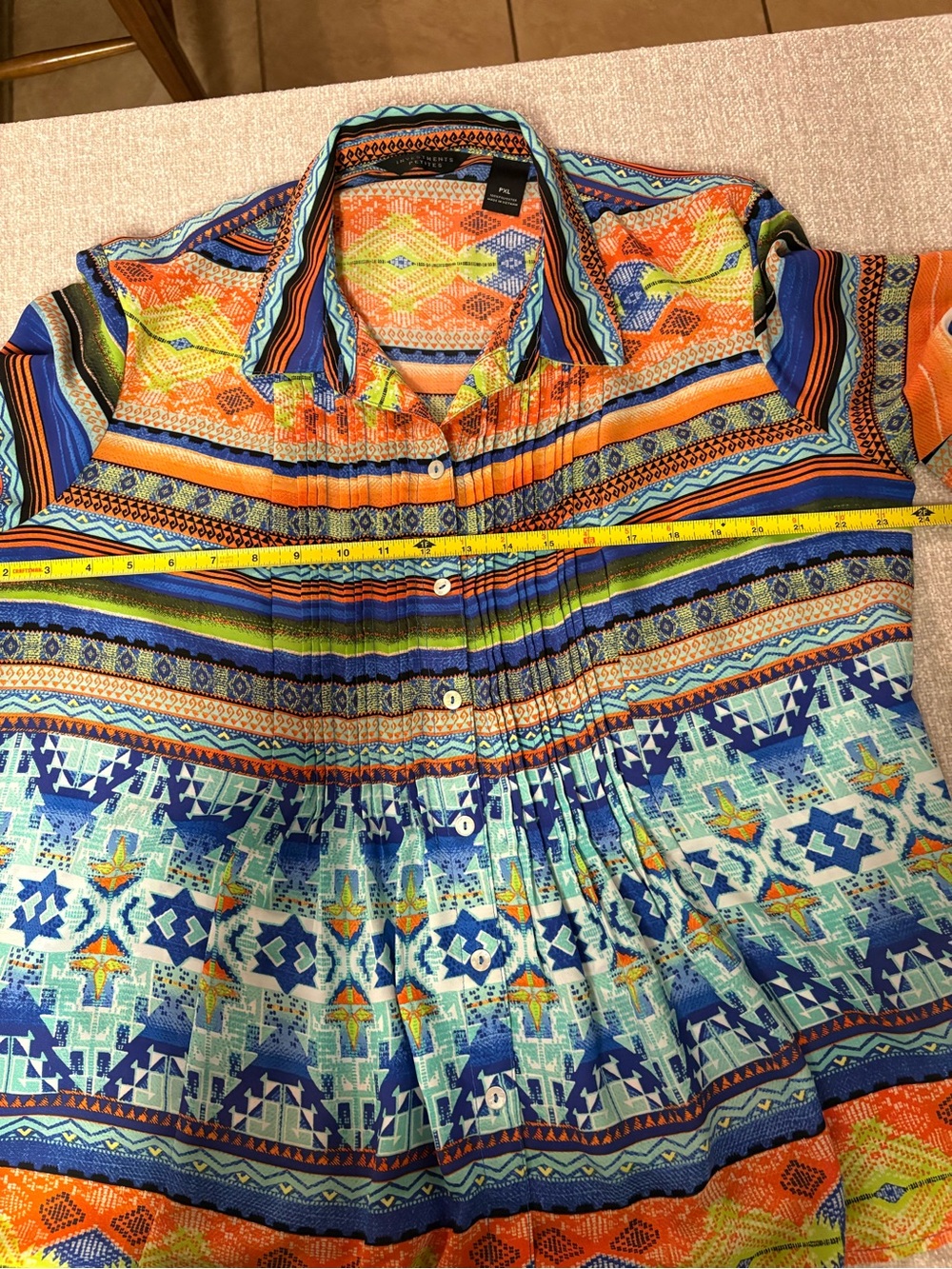 Women’s Investments Multicolor Striped & Geometric Button-Front Flowy Top PXL - Picture 12 of 14